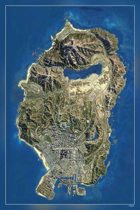 Rockstar Map Grand Theft Auto V Gta V Matte Finish Poster Paper Print
