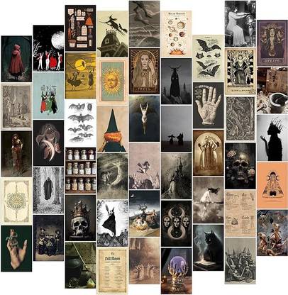 Witchy Room Decor, Aesthetic Witch Decor, Gothic Home Decor Aesthetic, 50pcs Vintage Posters for Witch Room Decor, Gothic Wall Decor Aesthetic Wall Collage Kit, Gothic Room Décor Paper Print