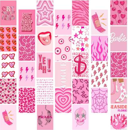 Pink Aesthetic Wall Collage Kit - Consists of 40 wall collages, these high quality art prints are ideal for room decoration, wall art and picture mounting; Each sheet measures 4" x 6" Fine Art Print