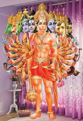 Poster Ekadas Mukhi Hanuman Ji 11 Mukhi Hanuman Ji sl11793 (Large Poster, 36x24 Inches, Banner Media, Multicolor) Fine Art Print