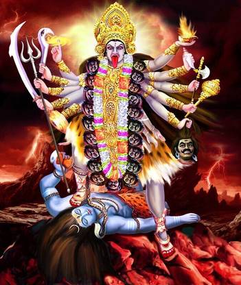 Poster Angry Kali Maa Photo sl096 (Plastic Large Wall Poster, 36x24 Inches, Multicolor) Fine Art Print