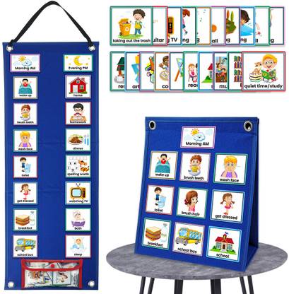 Kids Visual Schedule Chart, Wall Hanging Schedule Board Desk Daily Routine Photographic Paper