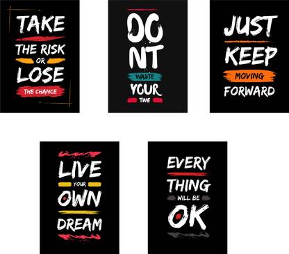 Motivational, Uplifting, Empowering, Inspiring Wall Abstract Posters,A4 300GSM with Double Sided Tape and Free Stickers - (30 cm x 21 cm x 0.2 cm)(Pack of 5) Photographic Paper