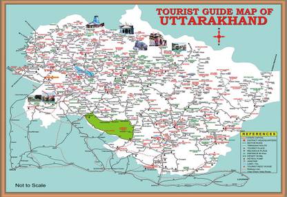 Poster Tourist Map Of Uttarakhand sl-10232 (Large Poster, 36x24 Inch, Banner Media Print, Multicolor) Fine Art Print