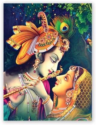 Beautiful Shri Krishna Radha Digital Photo Poster Size “24 X 18" Inches Fine Art Print