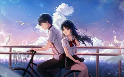 Anime Couple Love Couple Hd Matte Finish Poster Paper Print