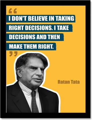 Ratan tata Motivational Quotes frames for OFFICE & STUDENT- Framed Posters - Quotes Wall Frames - Photos with Quotes= Paper Print