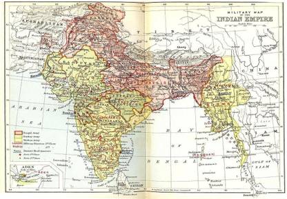 Military map of India in 1893, showing the Presidency HISTORICAL MAPS OF INDIA POSTER PRINT ON 36X24 INCHES Photographic Paper