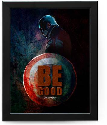 Captain America (Superhero) Motivational and Inspirational Quote Poster with Frame for Home and Offices, Wall Décor, Pack of 01), Framed, Paper Print