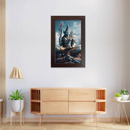 Lord mahadev God Shiv poster design | Top Acrylic Glass 13 X 19 Inch| Dark Brown Paper Print