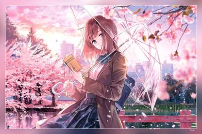 Cherry Blossom Umbrella Anime Girls Matte Finish Poster Paper Print