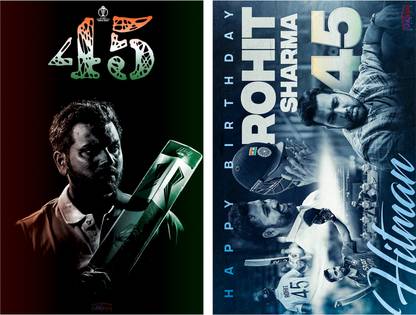 Happy Birthday - Rohit Sharma Set of 2 New Posters - Large Size - 250gsm A3+ Cardstock Paper Print