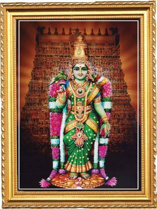 Madurai Meenakshi Amman I Meenakshi I Wall Frame Gold A4 Fine Art Print