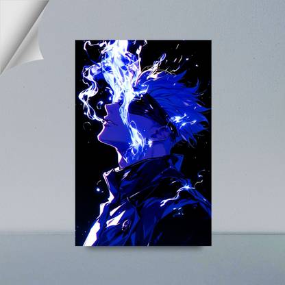 VIRGIN ARTS | SATORU GOJO NEON EFFECT DIGITAL ART 7 | JUJUTSU KAISEN | ANIME | 300 GSM A4 FRAMED POSTER FOR WALL Photographic Paper