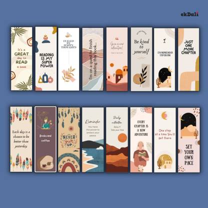 Premium Boho Design Bookmarks – Set of 16 – 2x6” Thick 350 GSM Paper – Modern & Durable for Readers & Gifts Paper Print