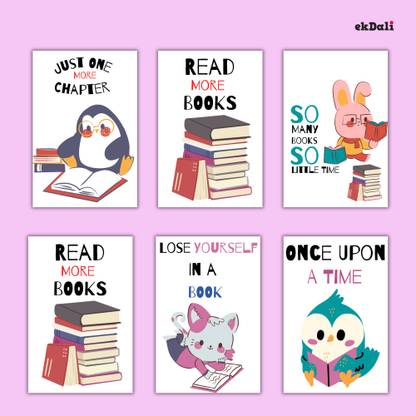 Set of 6 A5 Animal Posters for Kids Who Love Books and Stories Paper Print