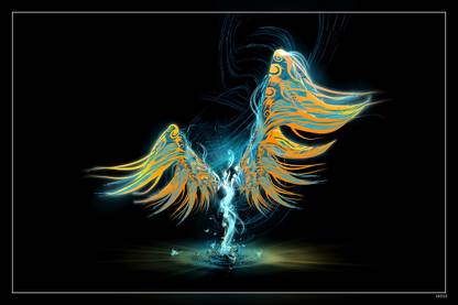 Wings Angel Lights Dark Background Matte Finish Poster Paper Print