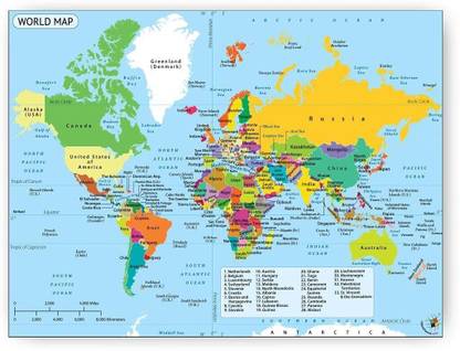 WORLD MAP POSTER - Kids learning Charts / Posters for Kids Learning Paper Print