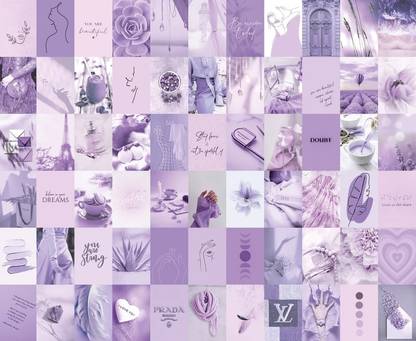 R Enterprise Pastel Purple Lavender Photo Collage Kit Aesthetic, Boujee Boho Picture Wall Collage Kit, Trendy Girly Room Decor 30 Pcs Photographic Paper