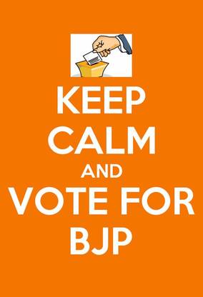 Poster Keep Calm And Vote For Bjp sl-14451 (LARGE Poster, 36x24 Inches, Banner Media, Multicolor) Fine Art Print