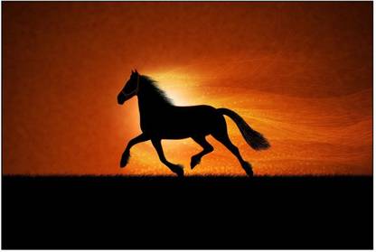 The Delightful Horse 3d-art background black horse abstract Digital poster print paper size 12X18 Inches Paper Print (12 inch X 18 inch) Paper Print
