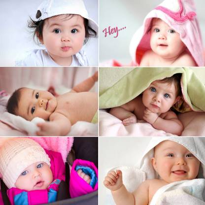 Baby Set of 6 Cute Baby Combo Posters Paper Print