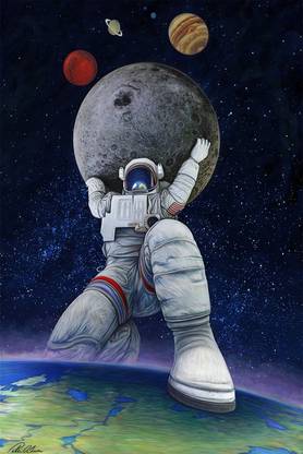 Astronaut Space Animated Hd Matte Finish Poster Paper Print
