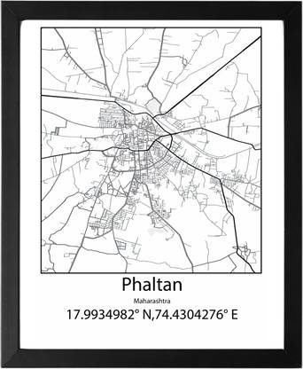 Phaltan,Maharashtra,India UNFRAMED Minimalist Map Line Art Print Poster Wall Office Home Hometown Housewarming Decor Enhanced Paper Poster Paper Print