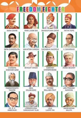 Freedom Fighters wall Charts - Extremely usefull for growing kids | Laminated Chart |Paper Size (13*19 Inch) | Paper Print (Rolled with Safety Tube). Paper Print