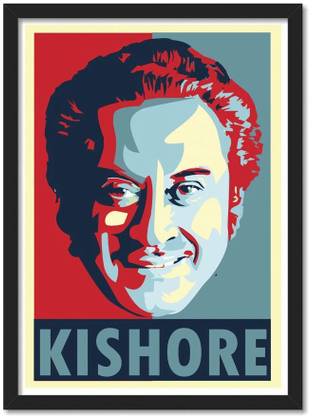Kishore Kumar framed Poster for Room & Office(10x13 inch,Framed) Paper Print