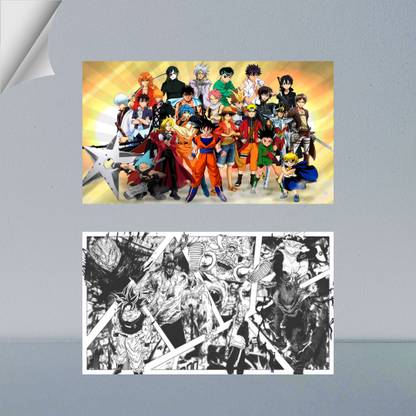 VIRGIN ART | MIX ANIME CHARACTER FROM ANIME WORLD | DIGITAL ART - 18 | SET OF 2 | 300 GSM A4 FRAMED POSTER FOR WALL Photographic Paper