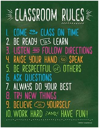 Classroom Rules Poster - Laminated, 12X 18 Inches - Class Rules Poster for Middle School - Classroom Expectations Poster - Posters for High School Classroom Paper Print