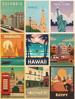 unique town ,travel poster for wall callage Photographic Paper