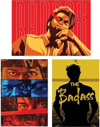 Posters Set Of 3 The Badass Leo Dass Thalapathy Vijay Poster Wall Stickers Wall Decor Poster for Room | Size : 16.5 in X 11.5 in | 300 GSM Wall Stickers Photographic Paper