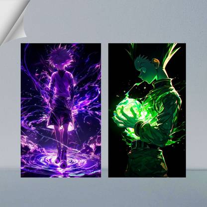 VIRGIN ARTS | KILLUA ZOLDYCK & GON FREECSS ( HUNTERS )| HUNTER X HUNTER | DIGITAL ART - 29 | ANIME | SET OF 2 | 300 GSM FRAMED POSTER FOR WALL Photographic Paper