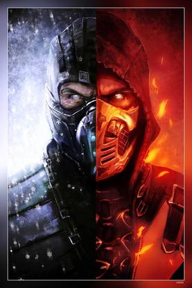 Scorpion Mortal Kombat Ice And Fire Art Matte Finish Poster Paper Print