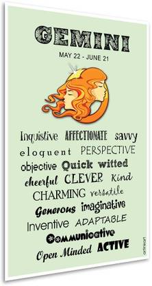 Poster Astrology with Quote-Gemini Traits-Paper Fine Art Print