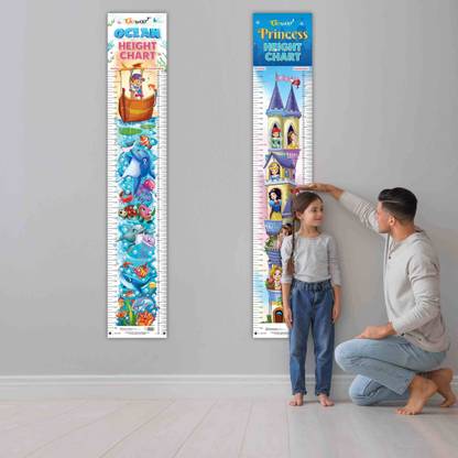 PRINCESS HEIGHT CHART and OCEAN HEIGHT CHART|Combo of 2 chart| A colourful combo of measuring Height Paper Print
