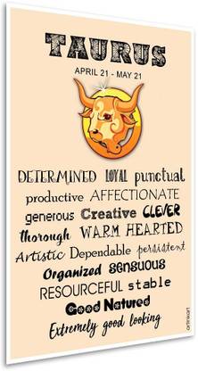 Poster Astrology with Quote-Taurus Traits-Paper Fine Art Print