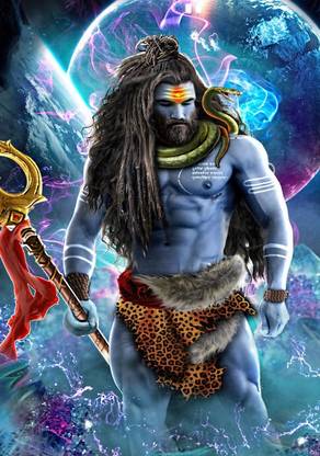 Poster Bhole Nath Shiv Shankar In Animated Sketch Digital Painting sl-9463 (Large Poster, 36x24 Inch, Banner Media Print, Multicolor) Fine Art Print