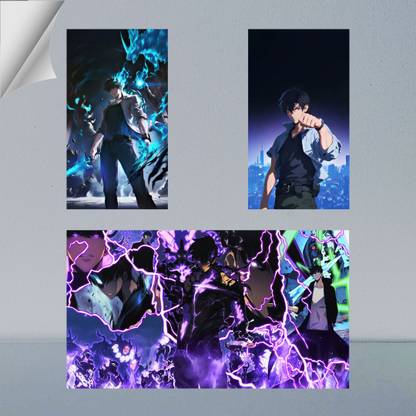 VIRGIN ARTS | COMBO SET OF MAGE SUNG JIN WOO MANGA EDIT FRAME | ANIME | SET OF 2 A4 AND 1 A3 300 GSM FRAMED POSTER FOR WALL Photographic Paper