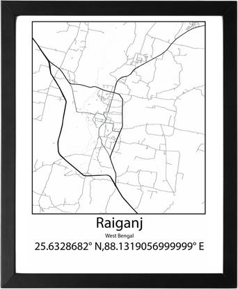 Raiganj,West Bengal,India UNFRAMED Minimalist Map Line Art Print Poster Wall Office Home Hometown Housewarming Decor Enhanced Paper Poster Paper Print