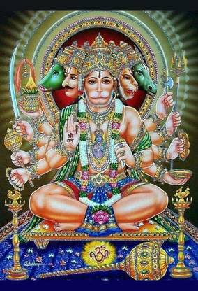Poster Panchmukhi Hanuman Ji Series 1 Photo (Large Print, 36x24 Inches, Banner Media, Multicolor) Fine Art Print