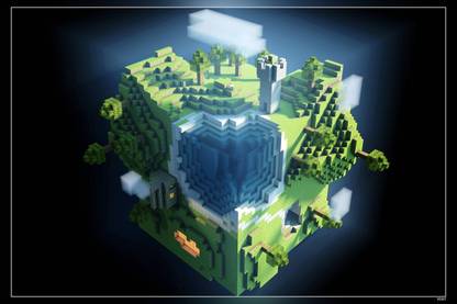 Minecraft Planet Cubes Minecraft Video Game Matte Finish Poster Paper Print