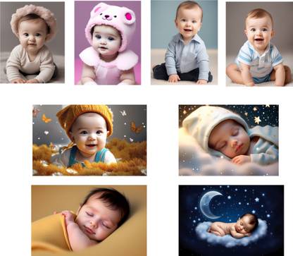 Baby Wallpaper For Pregnant Women - Baby Pictures For Pregnant Women - Baby Poster For Pregnant Women - Pregnant Women Gift Items - Mom To Be Gifts For Pregnant Women - Baby Photos For Wall - Set of 8 Photographic Paper