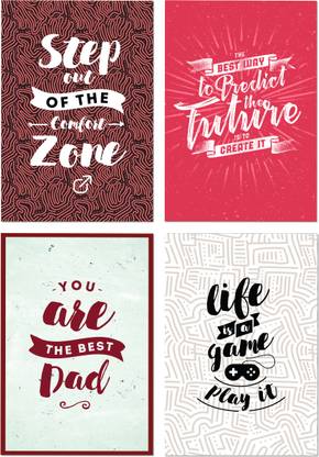Comfort Zone Quotes 4 Motivational Poster Set Collection For Wall Decor Paper Print