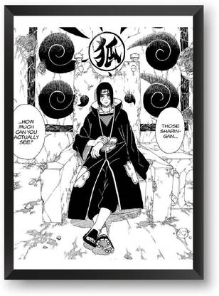 ANIME POSTER FRAME - NARUTO ITACHI UCHIHA MANGA - Black Framed Wall Poster For Home And Office With Frame, (12.6*9.6) Photographic Paper