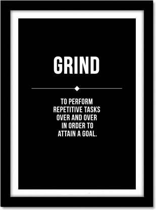 Grind Dictionary Framed Poster for Room & Office(10x13 inch,Framed) Paper Print