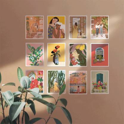 Wall Posters for Room Decoration Size : A4 Pack of 12 Self Adhesive Unframed Livingroom Wall Collage Kit Aesthetic Boho Fine Art Print