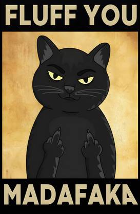 Funny and Swaggy Quotes Poster of cat "fluff you" with scratch effect - Unframed (18 x 12 Inch) Paper Print